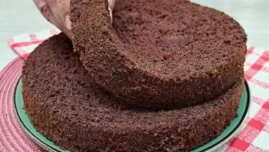 Receita fácil de pão de ló de chocolate perfeito para bolos recheados, com massa profissional....